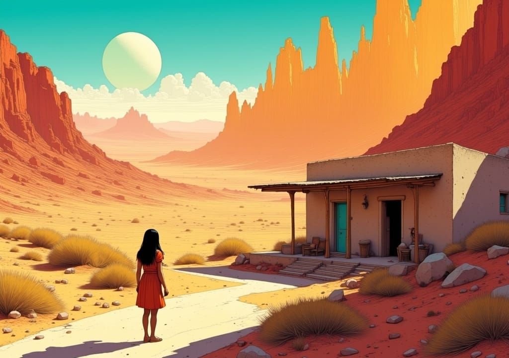 Filipino Girl on Veranda in Moebius Serenity Style