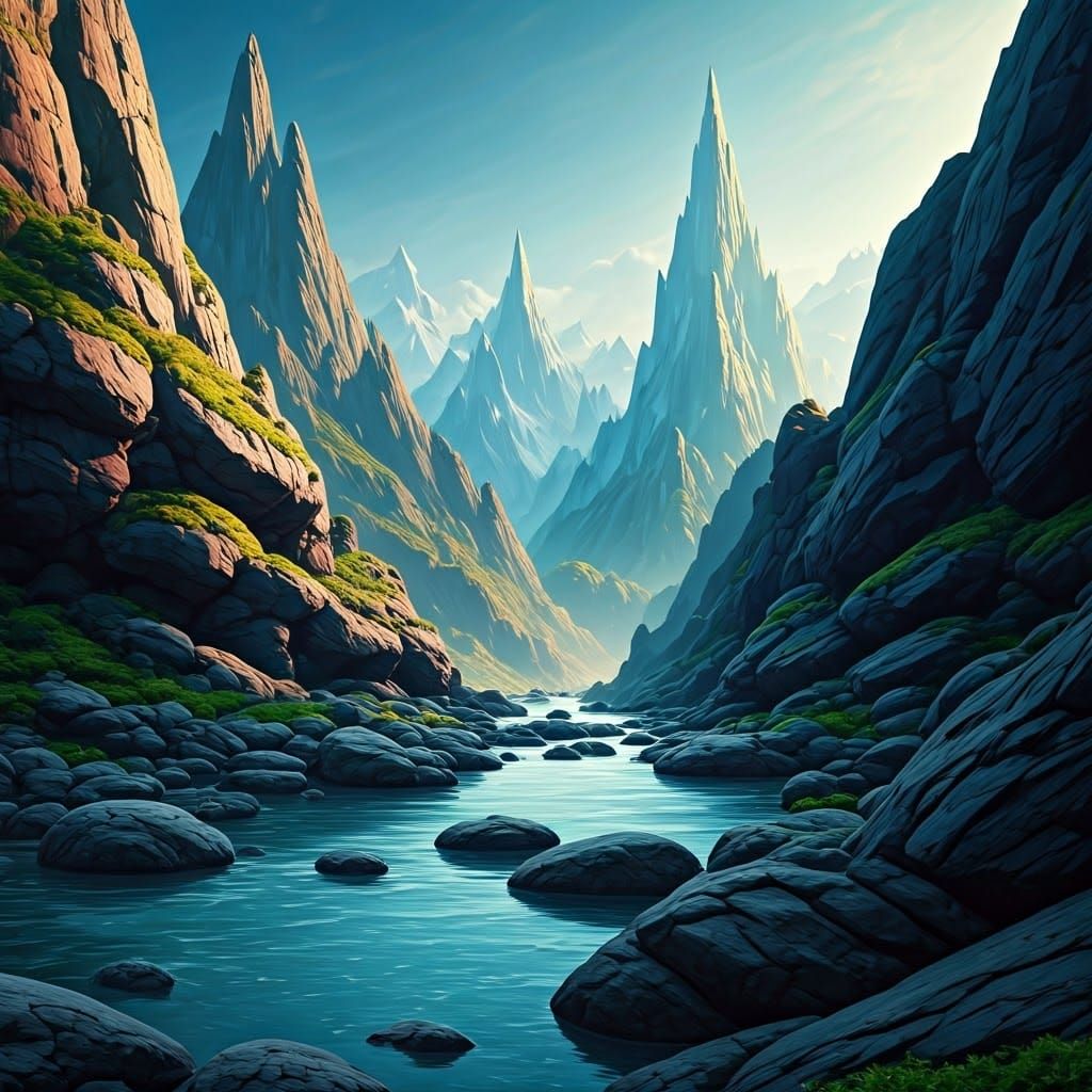 River Winds Through Majestic Snow-Capped Mountains