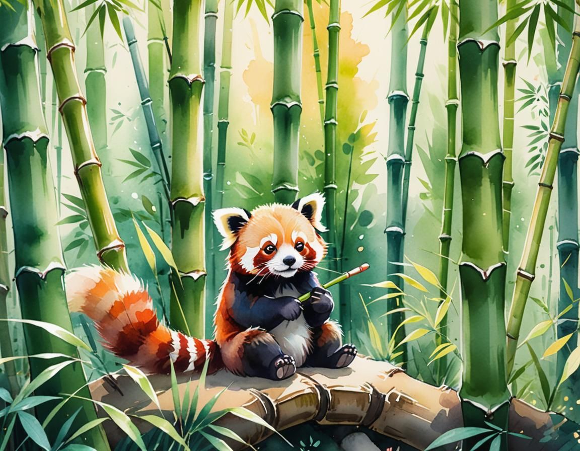 Red Panda in the Bamboo forest