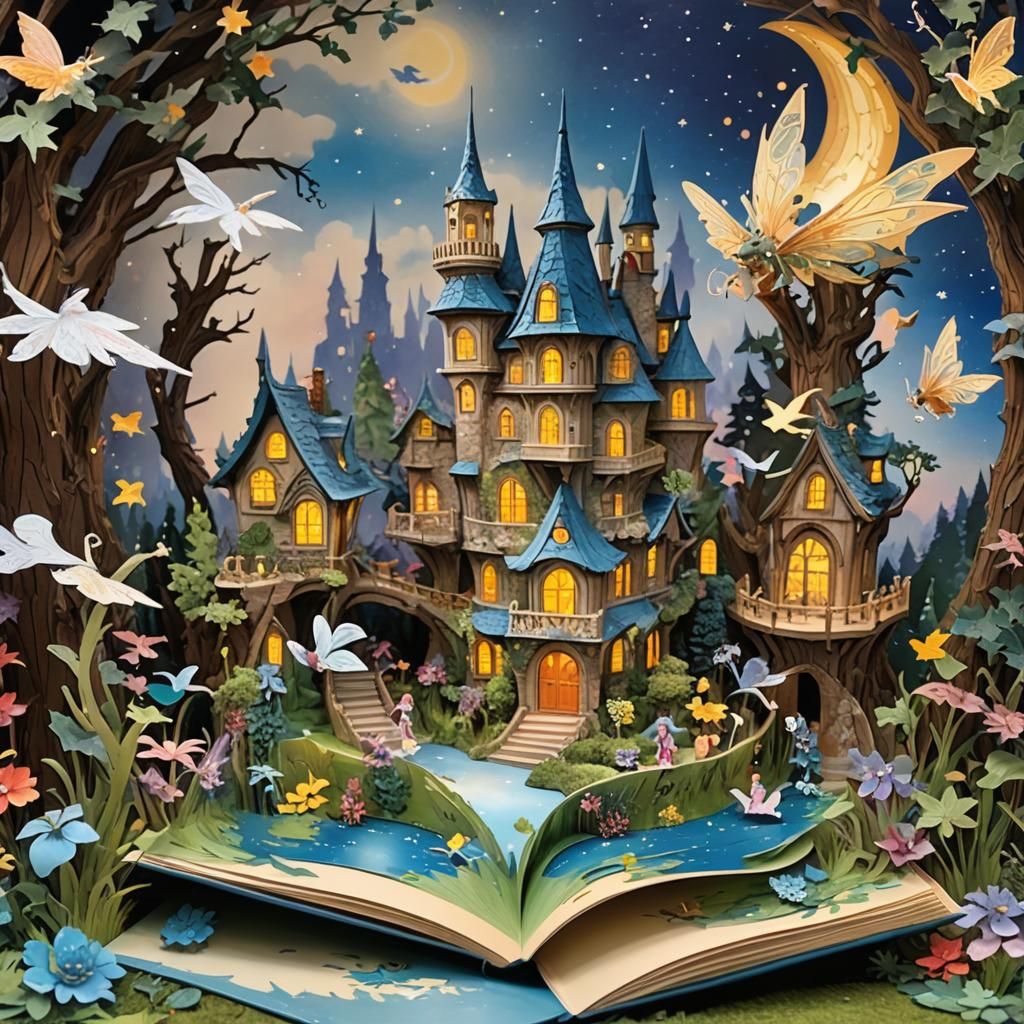 Fantasy Pop-Up Book with Fairies and Dragons