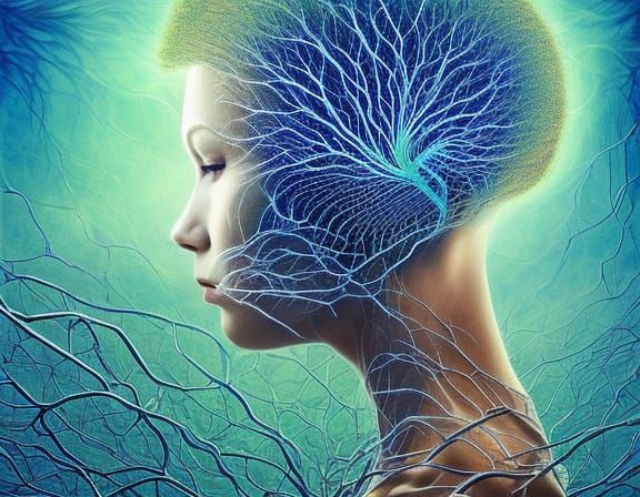 Brain Network in Warped Perspective: Detailed Digital Art