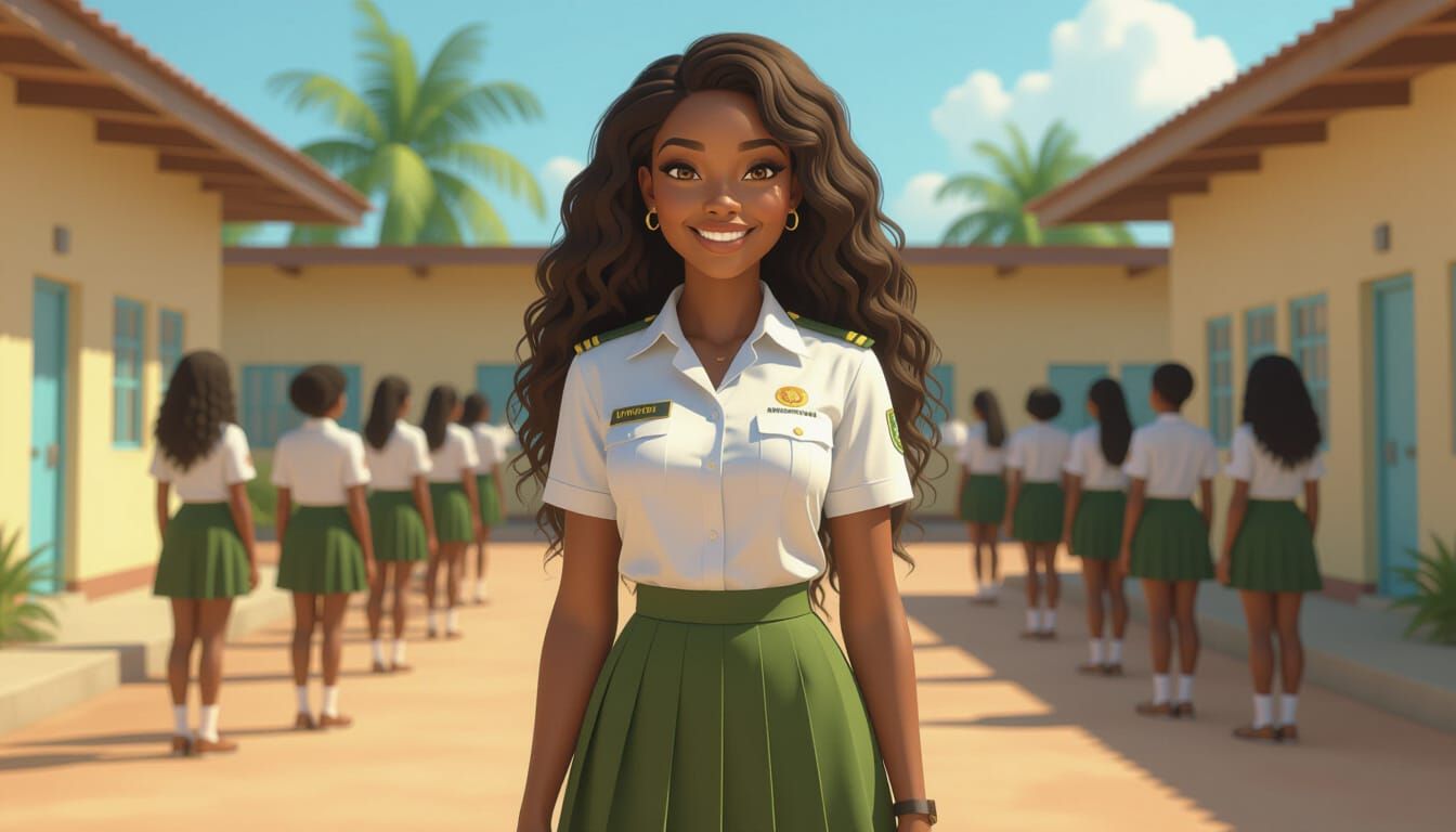 African Woman in NYSC Uniform Smiling