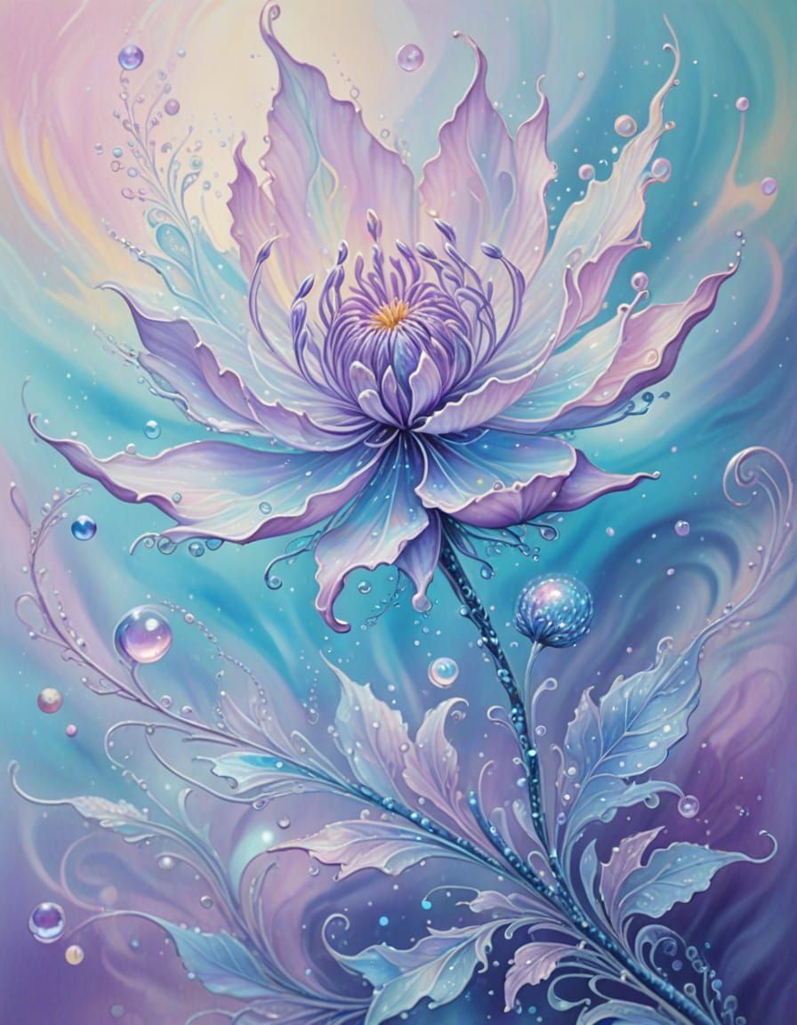 Whimsical Pastel Flower in Dreamy Holographic Light