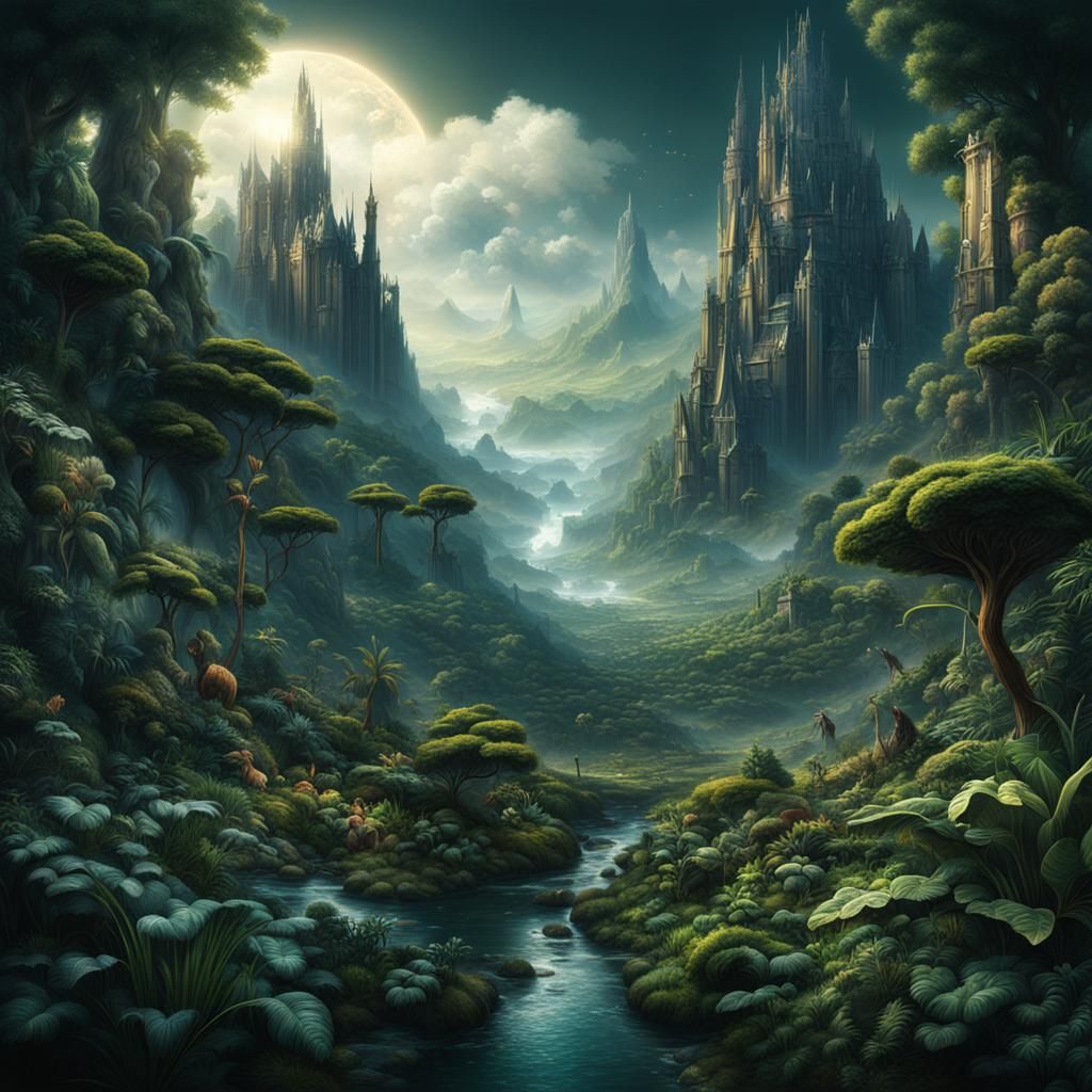 Epic Natural Wonders in Maximalist Digital Painting