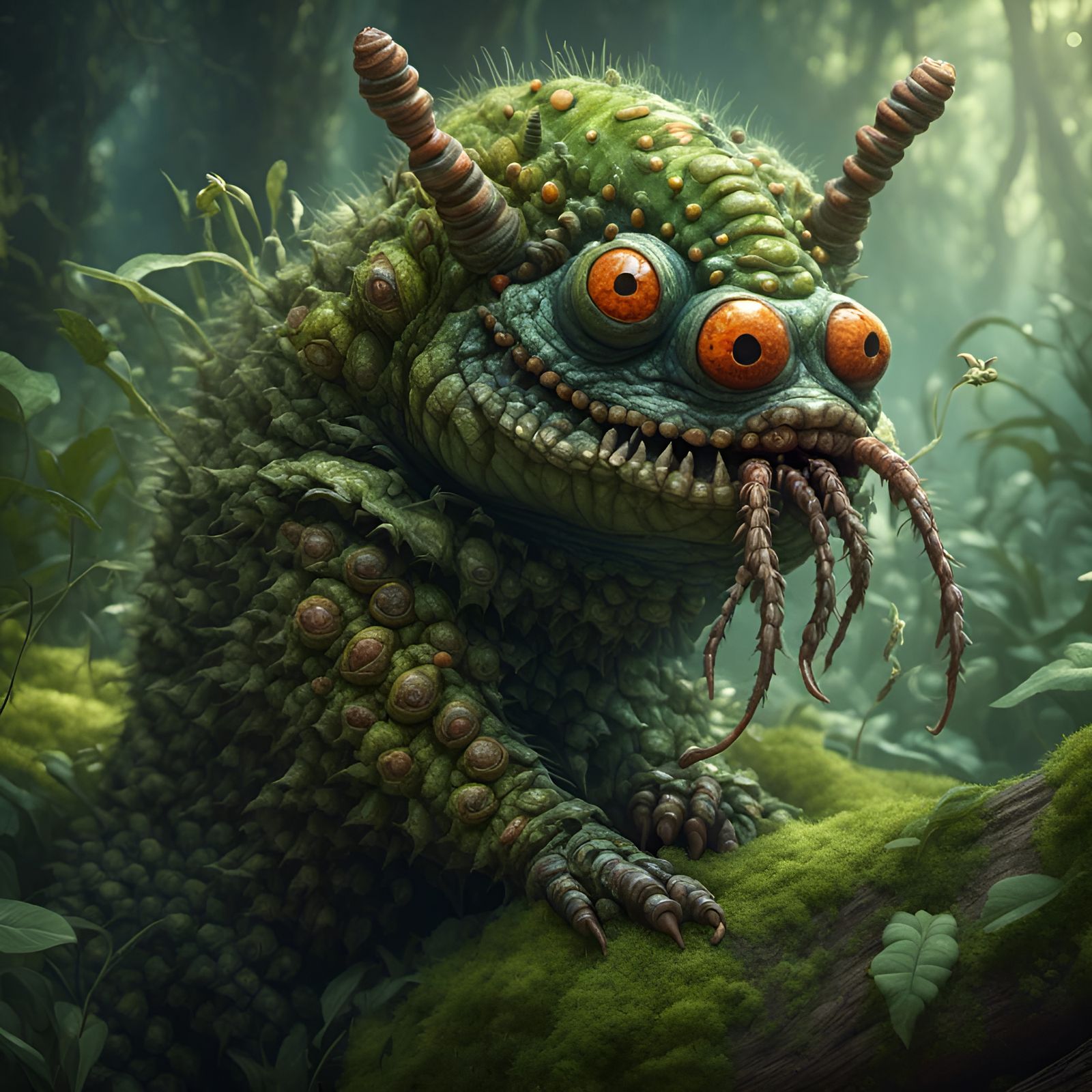 Eccentric Caterpillar Portrait in Surreal Style