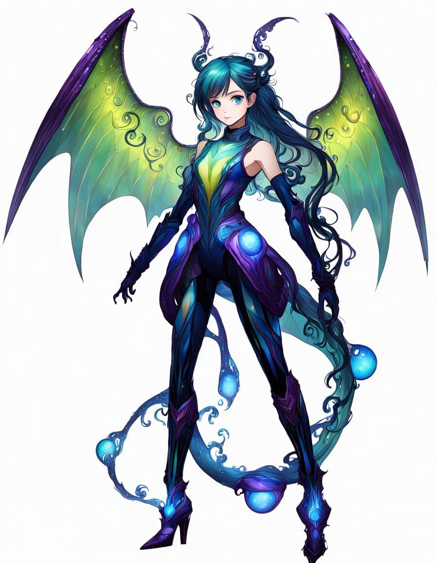 Cyberpunk Goddess with Dragon Wings