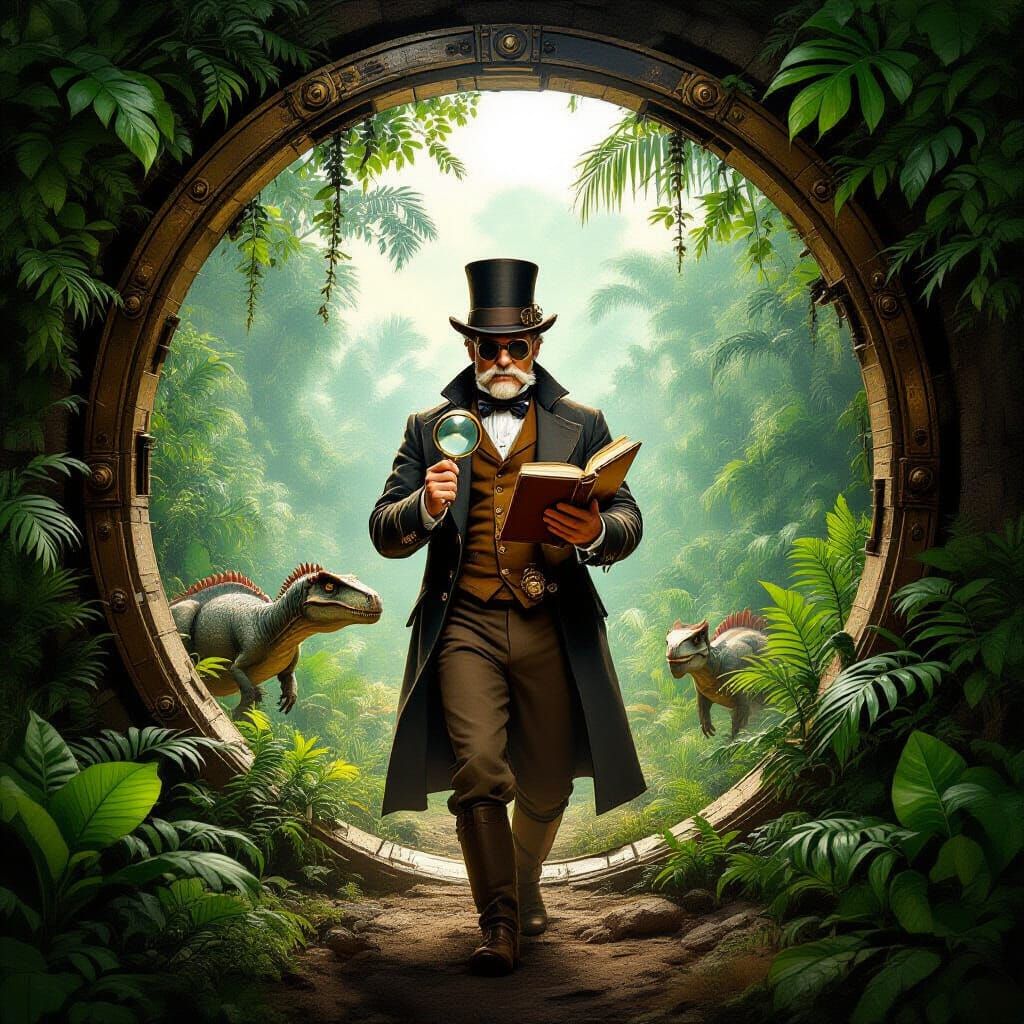 Victorian Scientist's Portal to Prehistoric Jungle