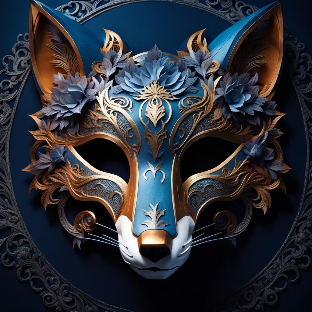 Detailed Papercraft Fox Mask in Fantasy Style