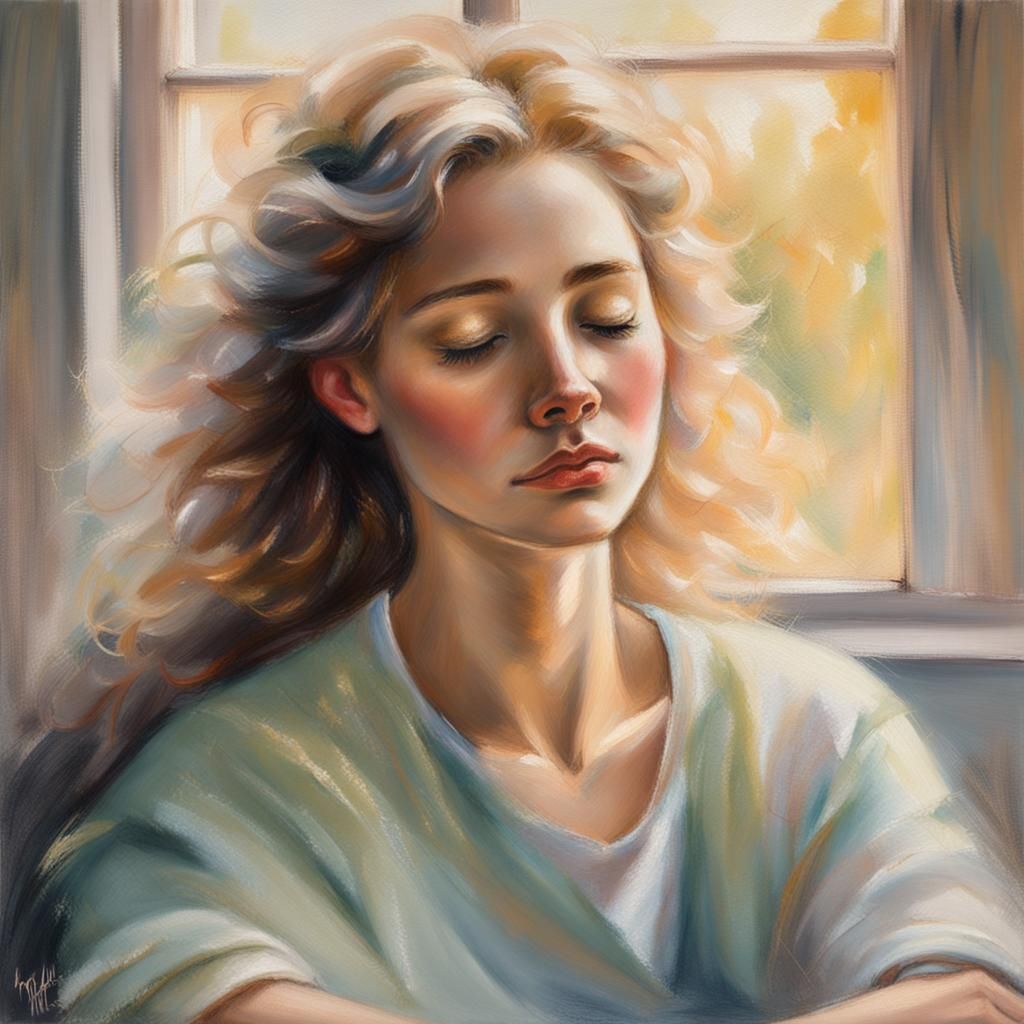 Woman in Soft Focus: Impressionistic Pastel Portrait