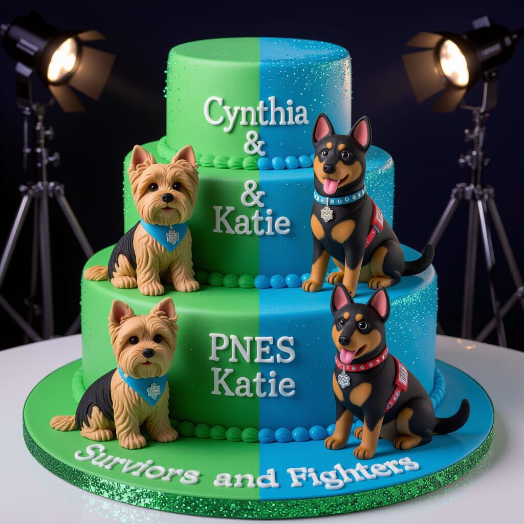 PNES Survivor Cake with Yorkshire & German Shepherds