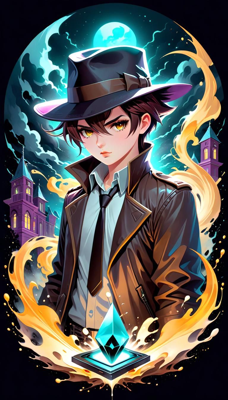 Mysterious Detective in Dark Goth Fantasy Splash Art