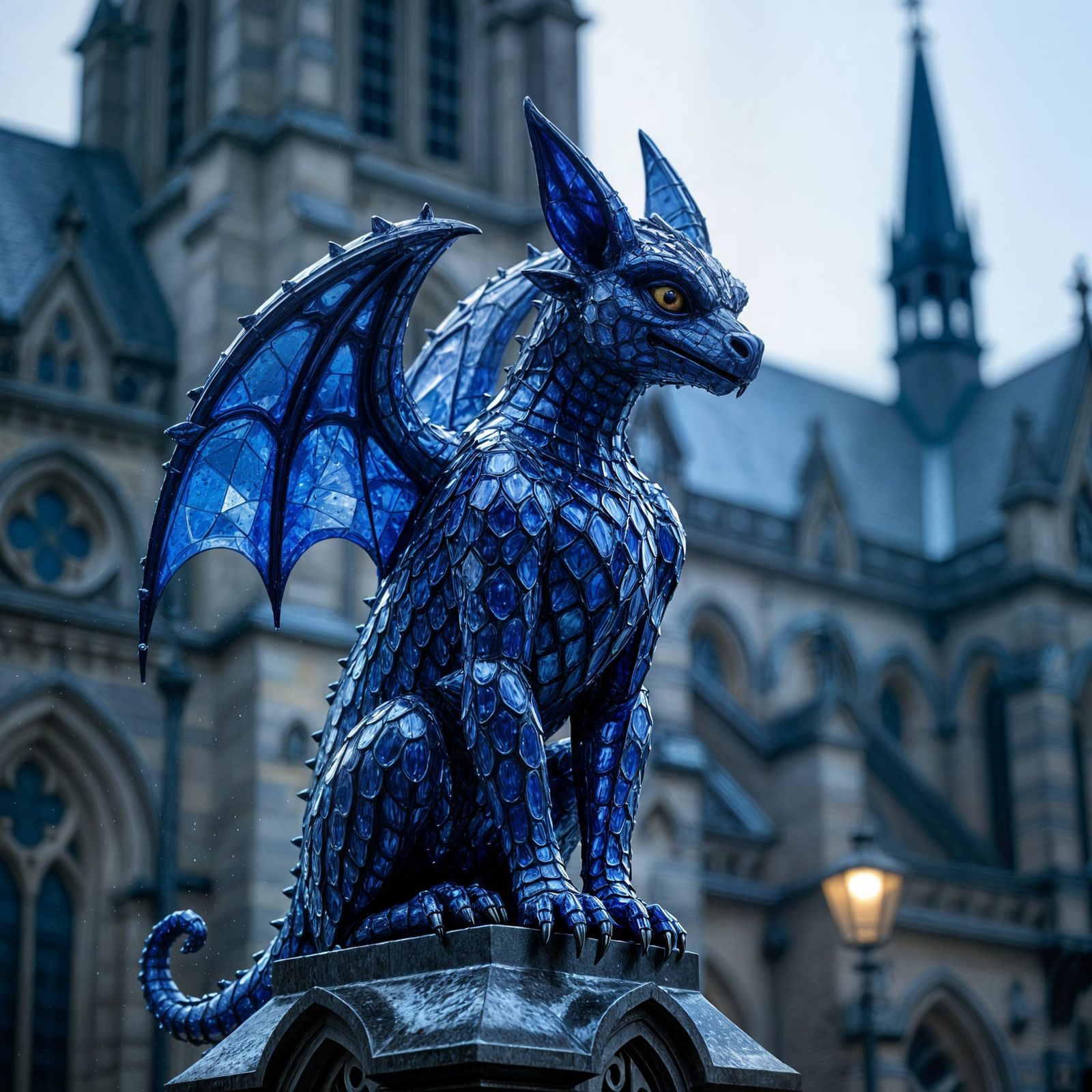 Tanzanite Gargoyle in the Rain
