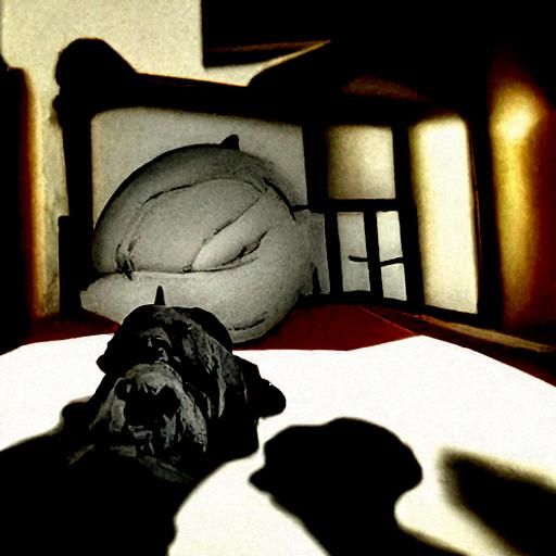 Large Man and Dog in Bed: 3D Art