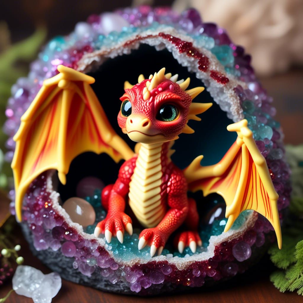 Dragon Hatchling in Magical Geode