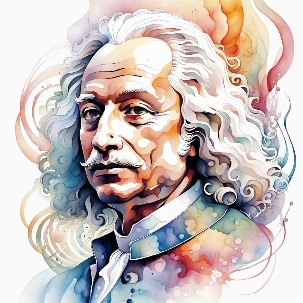 Aesthetic Watercolor Portrait of a Composer