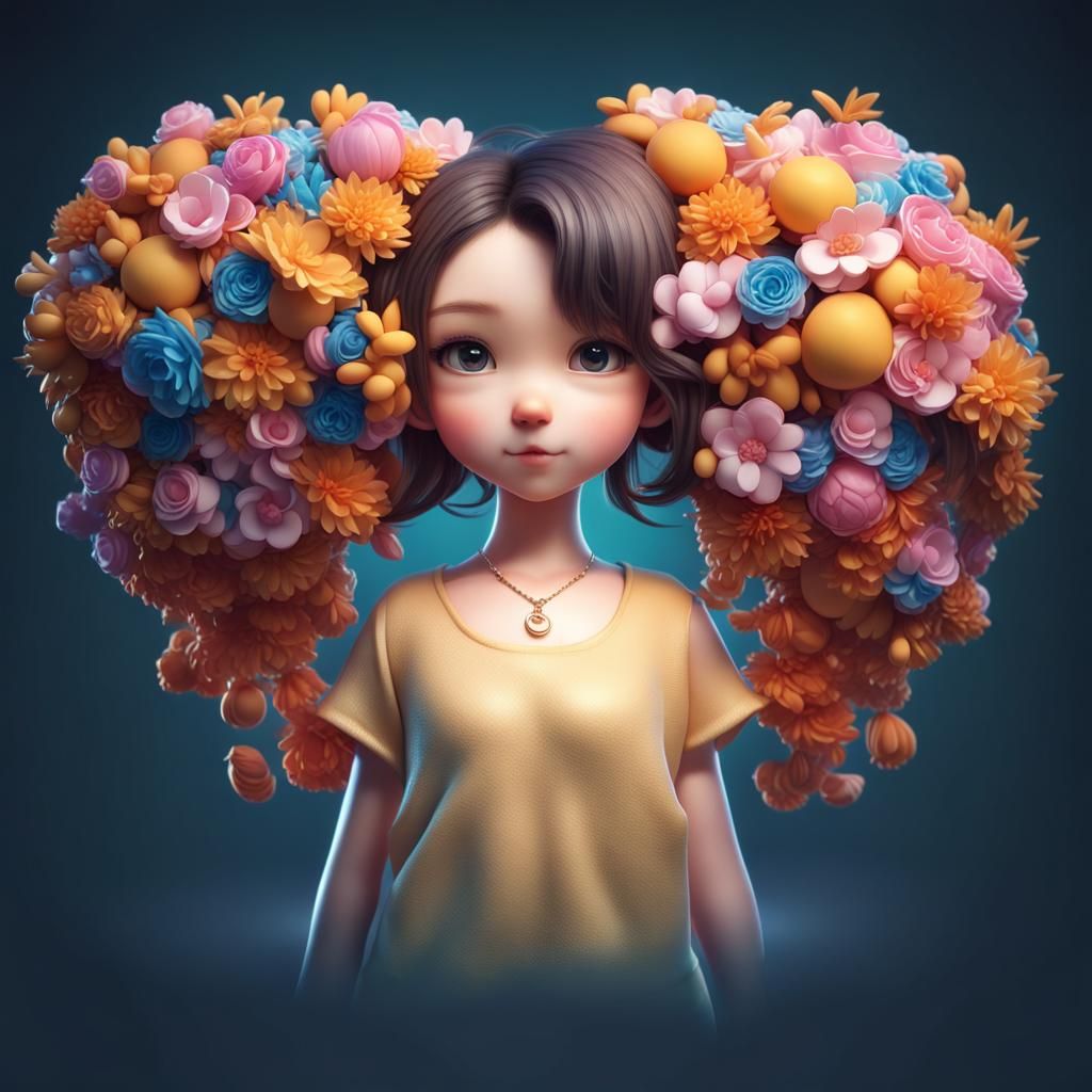 Cute Chibi Girl in Vivid, Realistic Photography