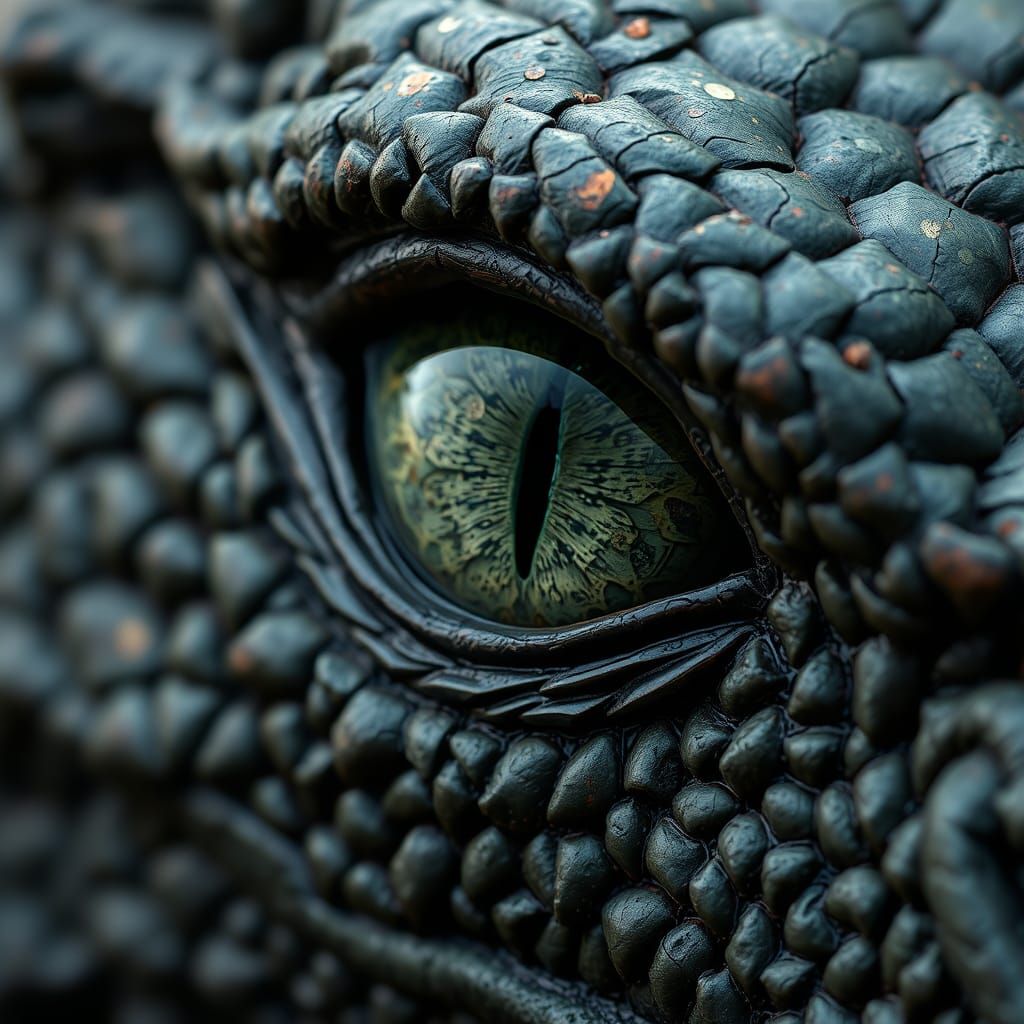 Hyperrealistic Dragon Eye Close-up
