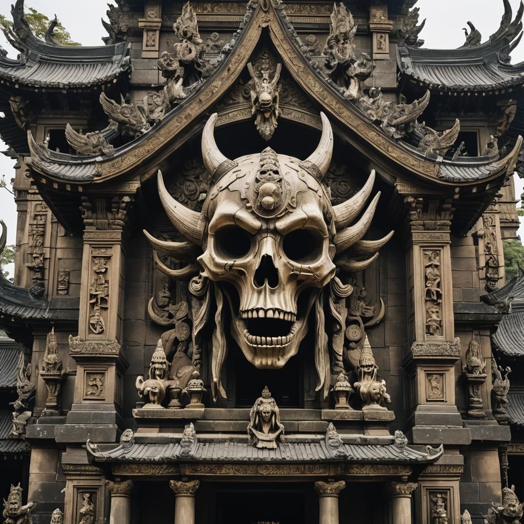Temple Guardian: Goblin Statue with Bird Skull Mask