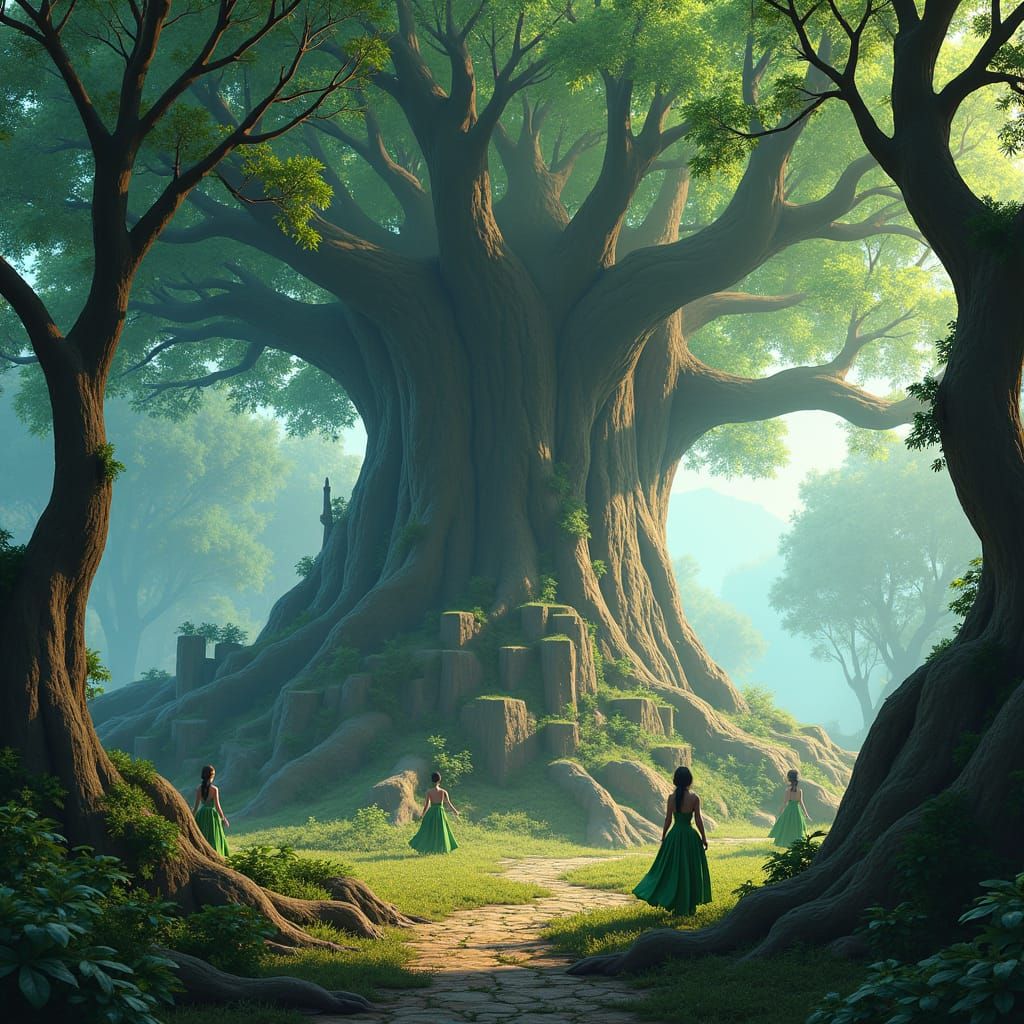 Majestic World Tree Yggdrasil in Mystical Forest
