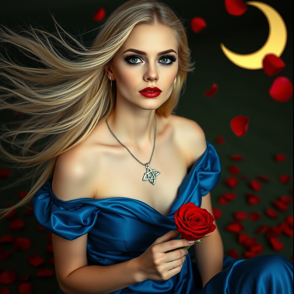 Goddess with Rose in Cinematic Style