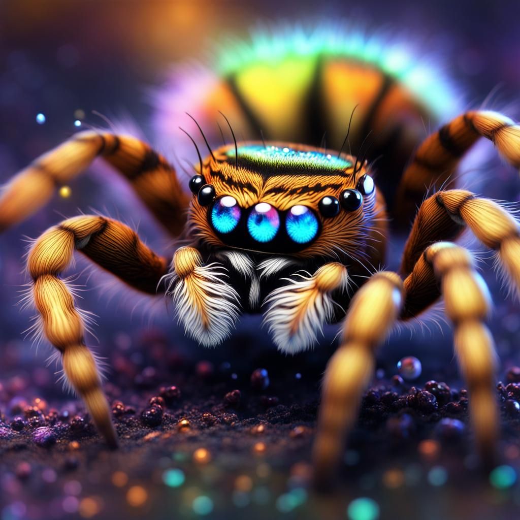 Sparkling Jumping Spider in Fantasycore Style