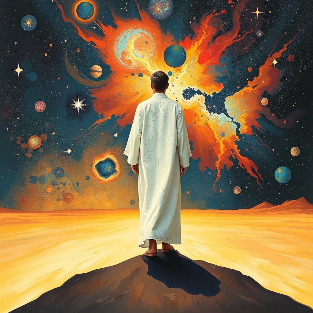 Infinity's Cosmic Explorer in a Dreamlike Vastness