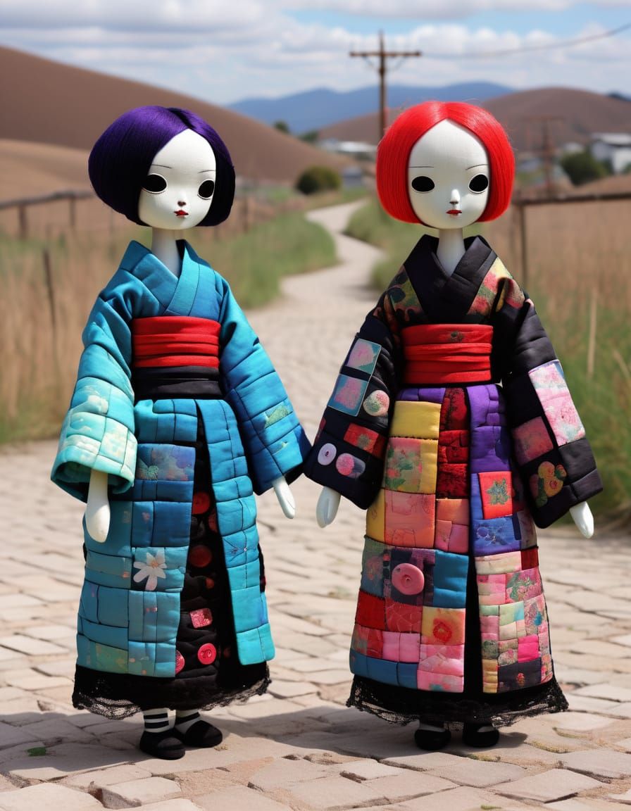 Surreal Rag Dolls Stroll Constructivist Landscape