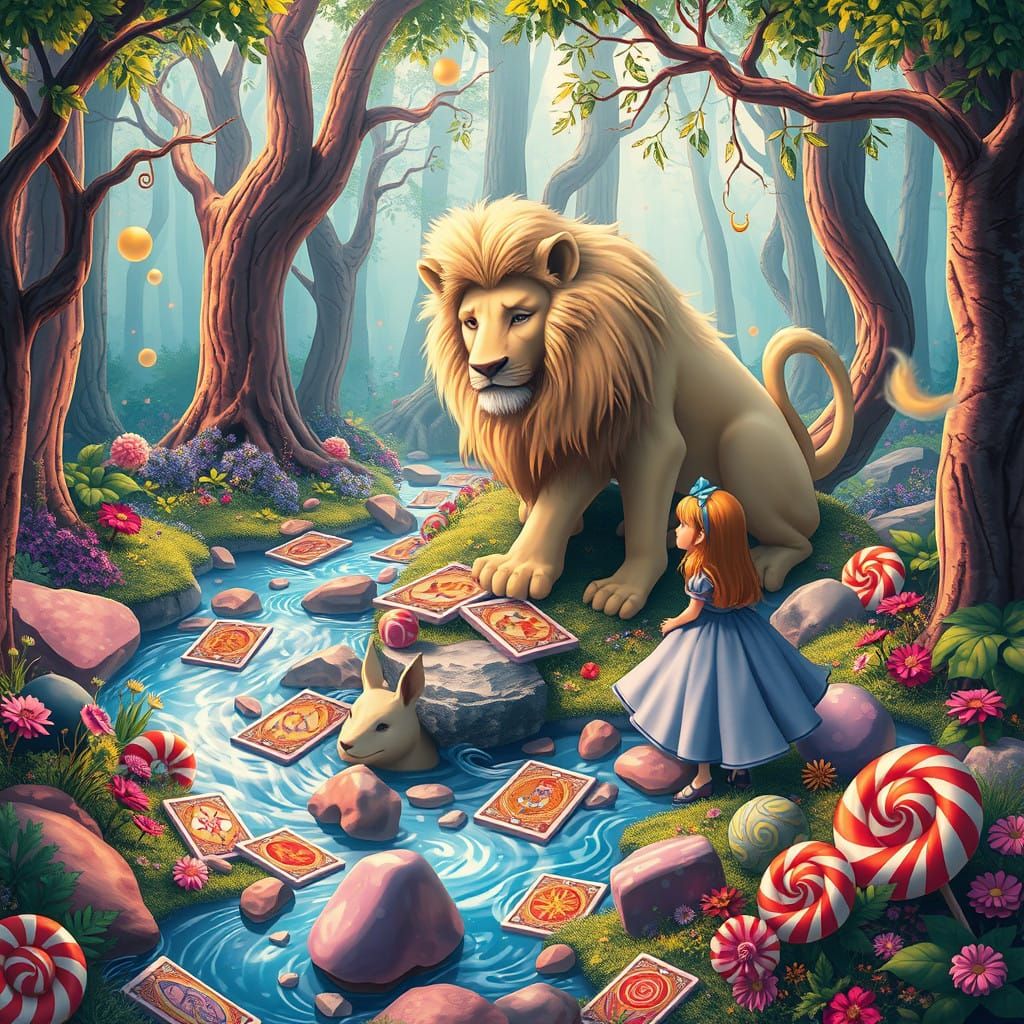 Whimsical Wonderland Scene in Pastel Hues with Fantastical C...