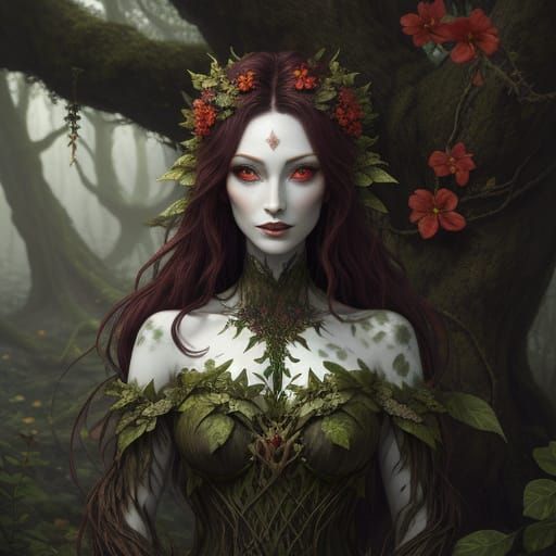 Dark Fantasy Dryad With Flower Petal Skin