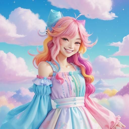 Kawaii Girl in Pastel Candy Land