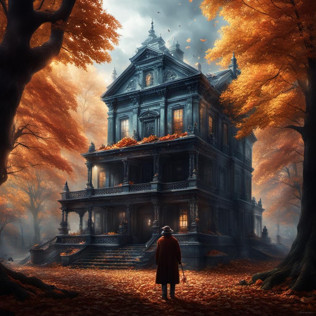 Autumn Leaves Fan: Epic Digital Painting