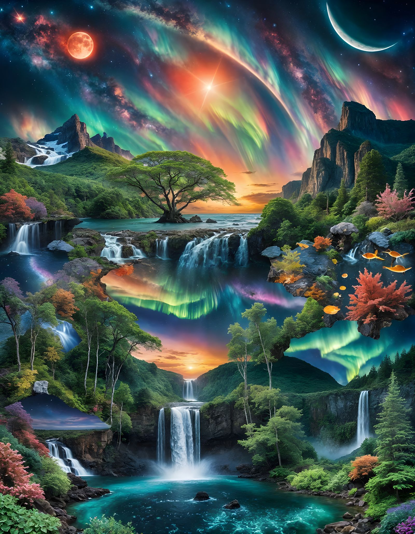 Cosmic Tapestry in Vibrant Photographic Mosaic