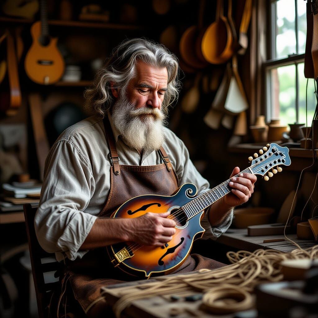 Instrument Maker Building Mandolins in Earthy Tones