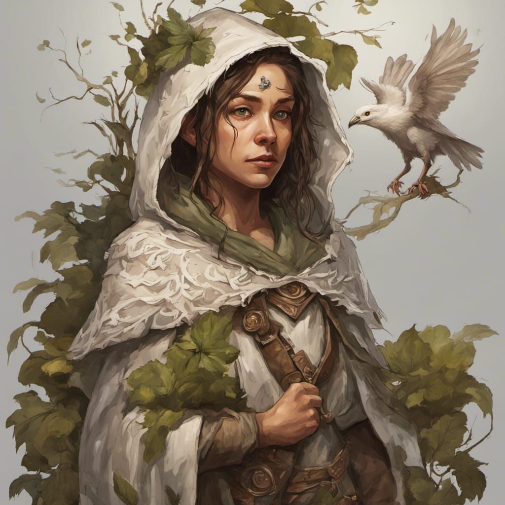 Halfling Druid with Crow: Hyperrealistic Concept Art