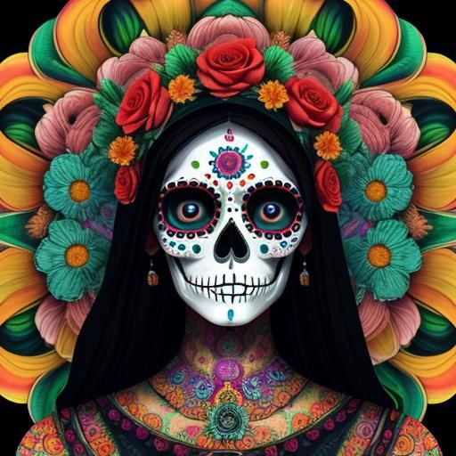 Sugar Skull Virgen de Guadalupe Digital Painting