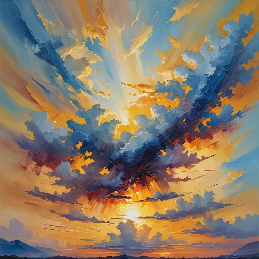 Awesome Appears in Sky: Vibrant Oil Painting