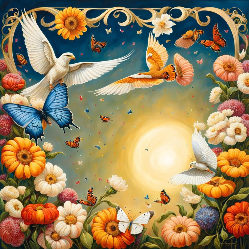 Celebration Postcard Design as Oil Painting