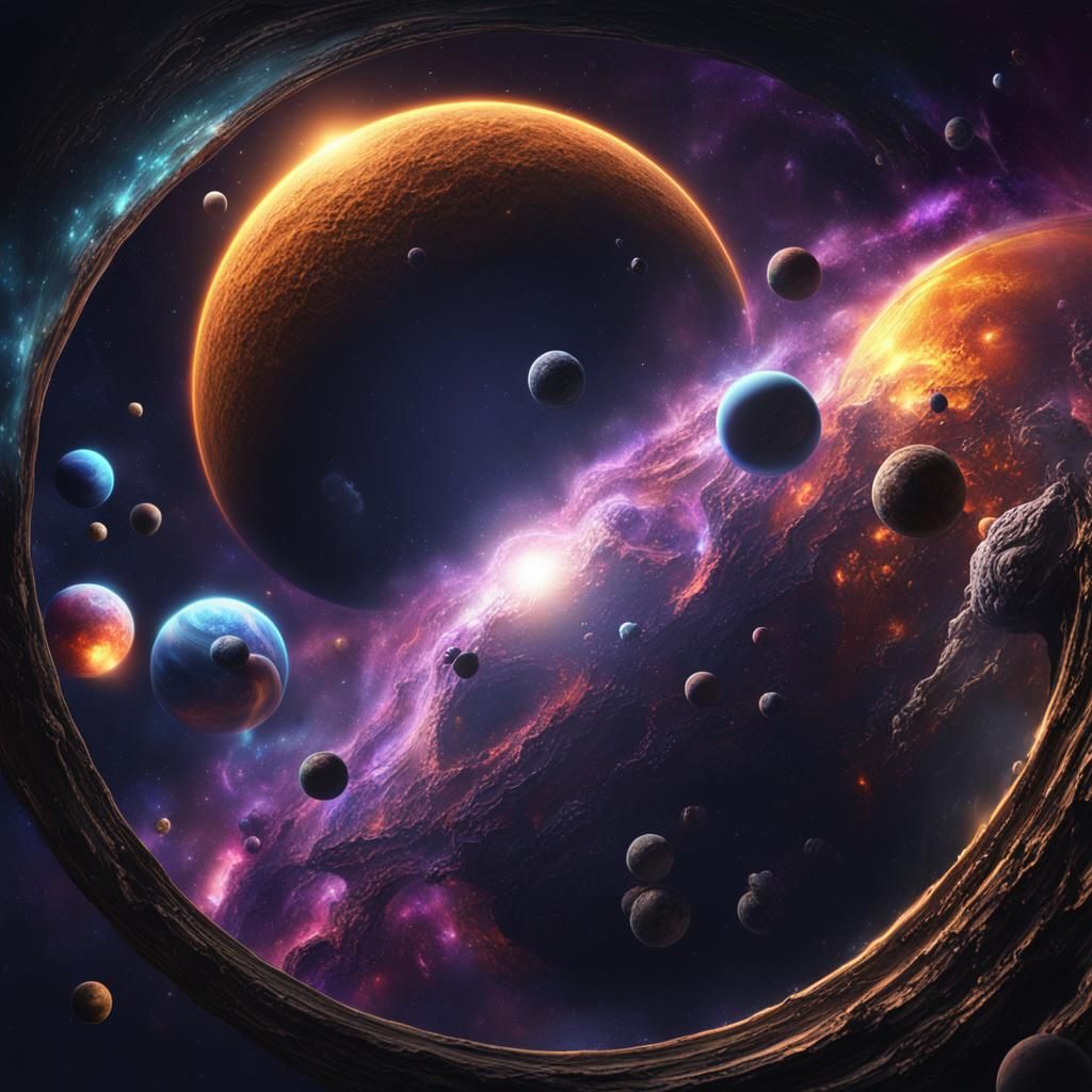 Galaxy and Planets Swallowed by Black Hole