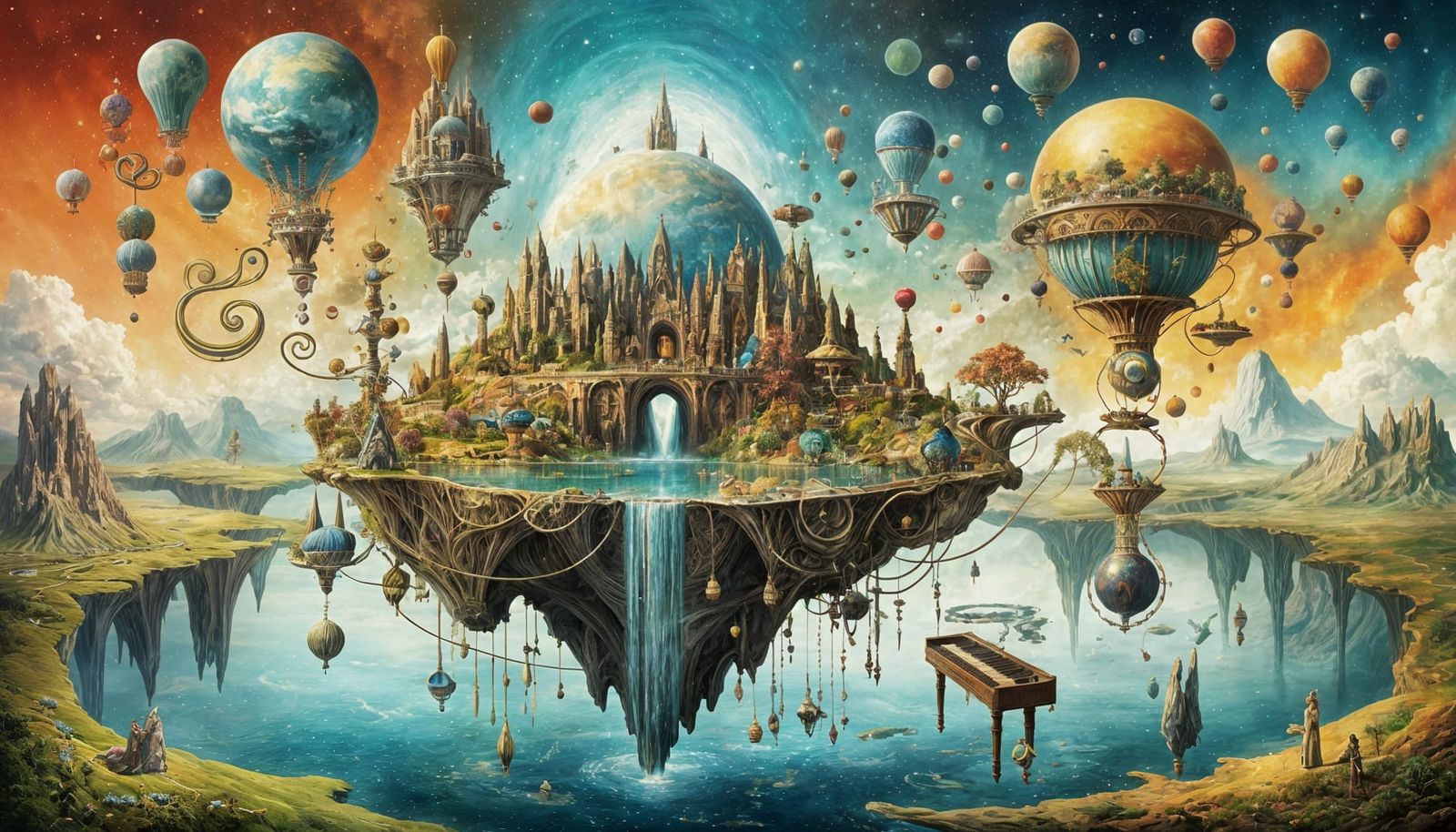 Surreal Dreamscapes with Floating Islands and Celestial Wond...