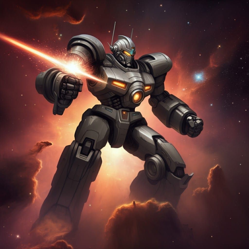 Robot Battles in Nebula: Photorealistic Sci-Fi
