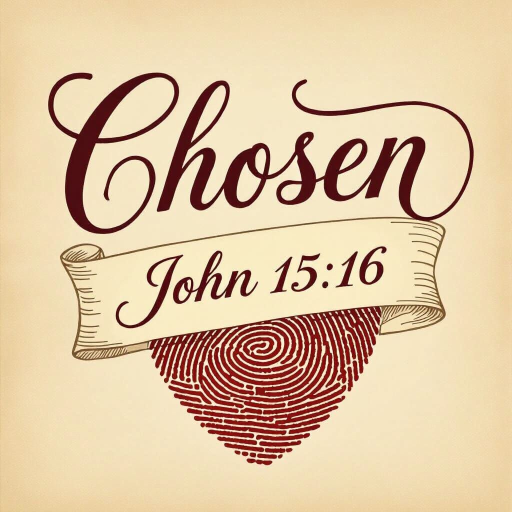 Elegant Script "CHOSEN" Over Red Heart