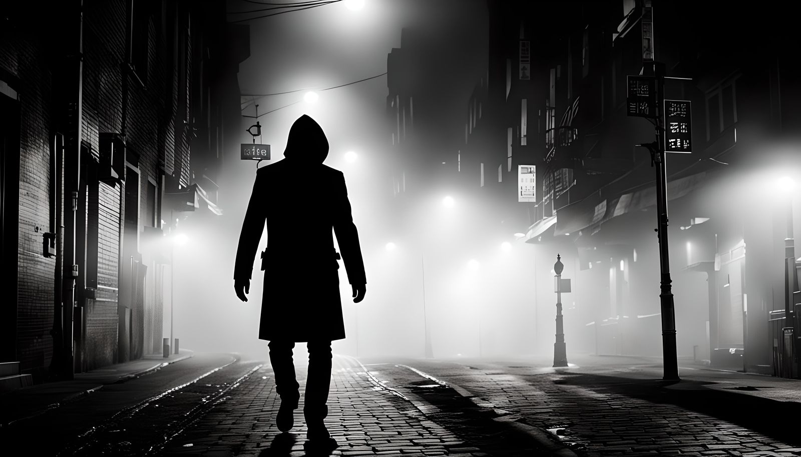 Mysterious Thief in Foggy New York Street