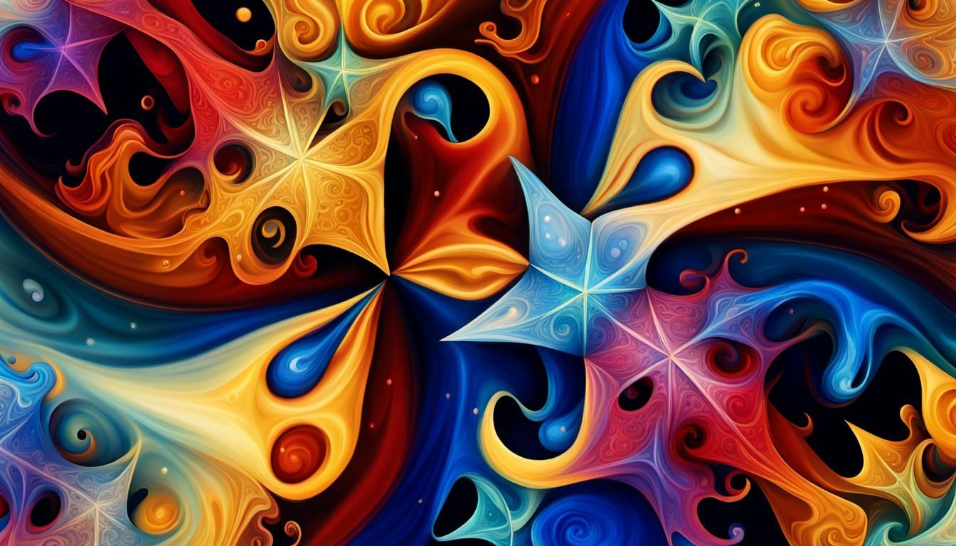 Vivid Stars in Abstract Impasto Painting