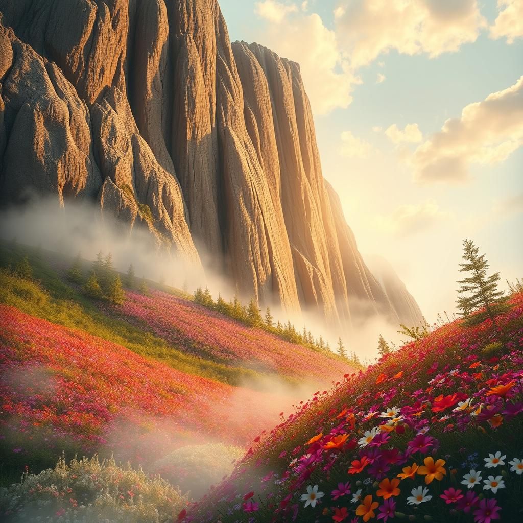 Cliffside Flowers in Dreamy Romantic Style