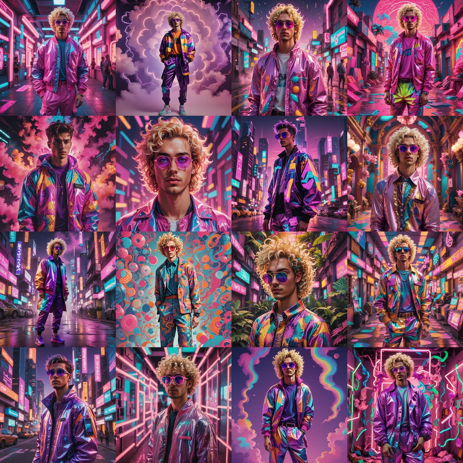 Vaporwave Portrait of a Fashionable Blond Man