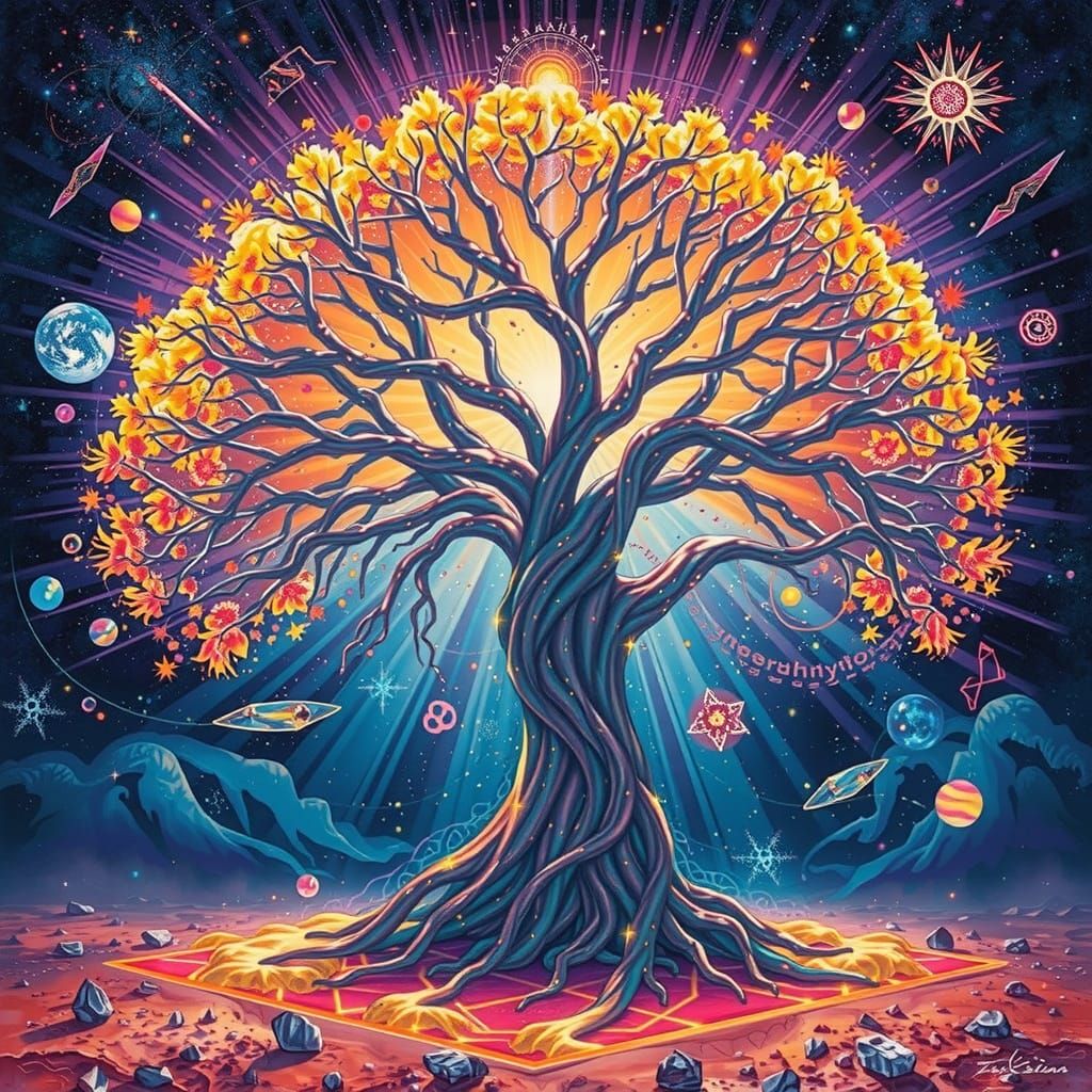 Astral Being in Cosmic Vortex Within Translucent Sphere