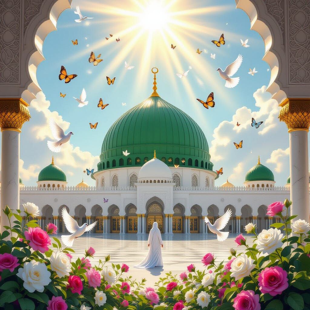 Green Dome Illuminated by Divine Light in Hyper-Realistic Ar...