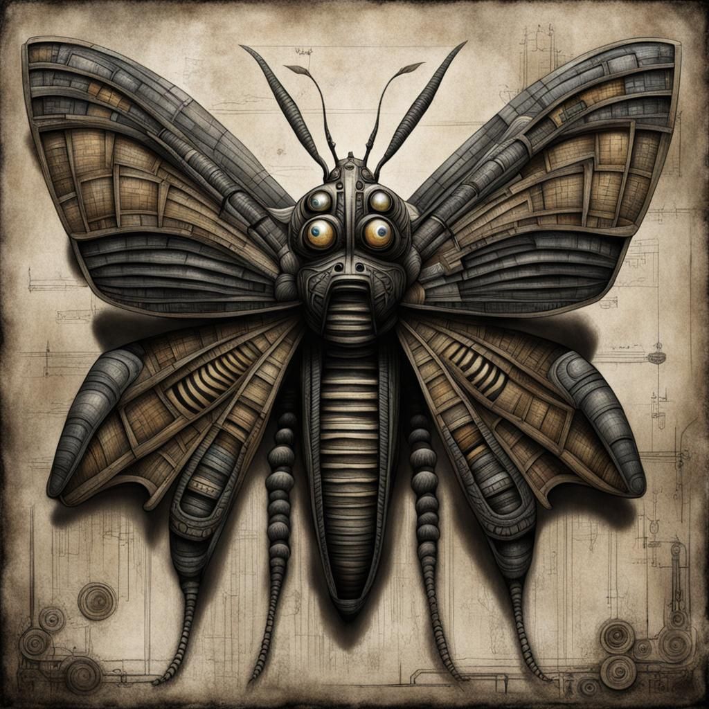 Mothra in H.R. Giger Biomechanical Style