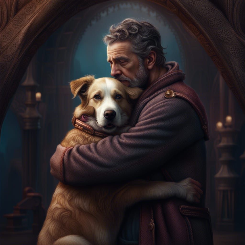 Man and Dog: A Fantastical Matte Painting