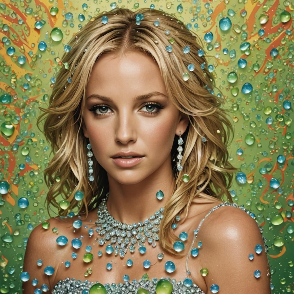 Brittany Spears Portrait with Dew Drops